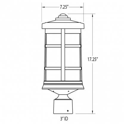 technical drawing - exterior post mount #1206