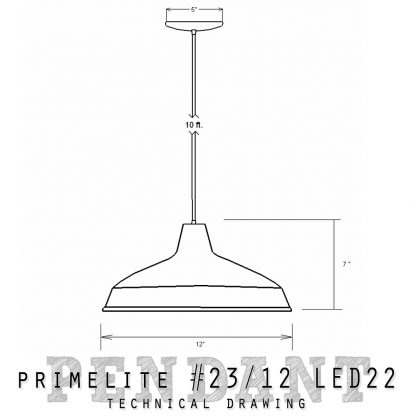 Technical Drawing Primelite Pendant #23/12 LED22