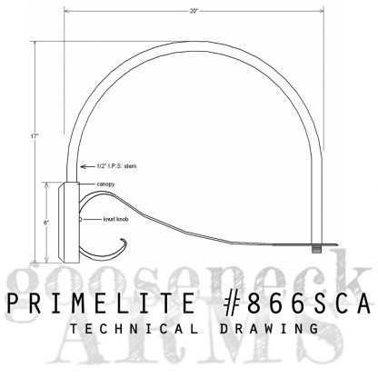 Technical drawing Gooseneck Arm #866SCA