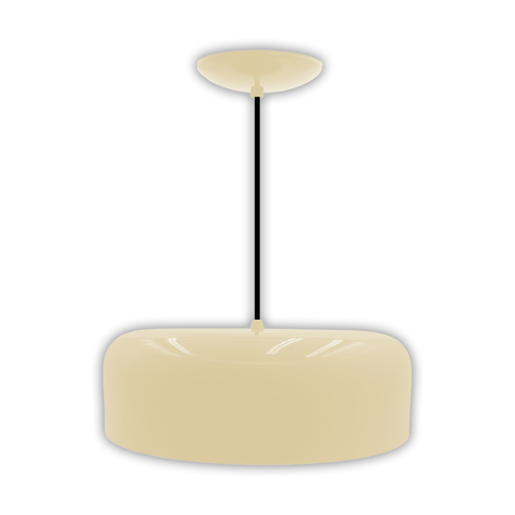 Primelite #11037/16 cord pendant light shown in Almond finish with black 10-foot SVT cord