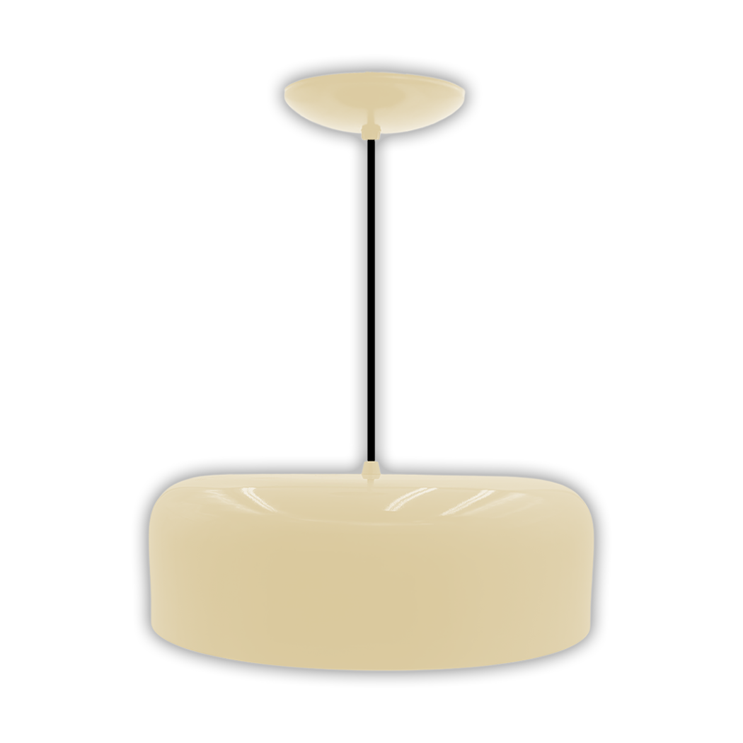 Primelite #11037/16 cord pendant light shown in Almond finish with black 10-foot SVT cord
