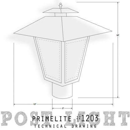 technical drawing post light #1203