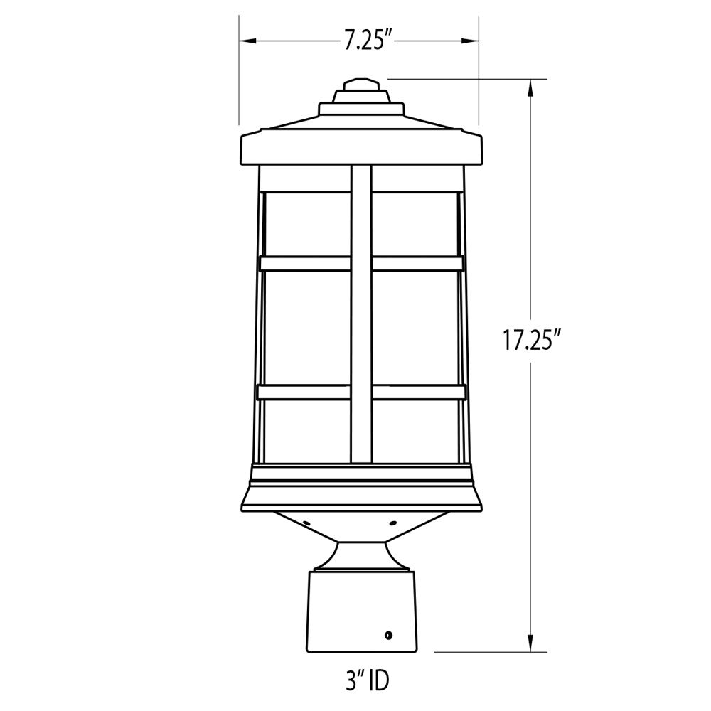 technical drawing - exterior post mount #1206