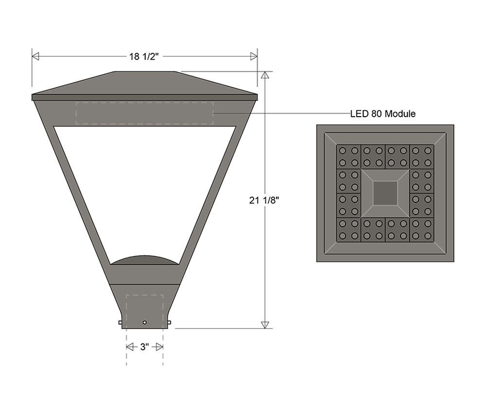 technical drawing post Light #1576