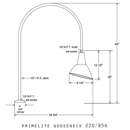 technical drawing; Primelite Gooseneck #20/850