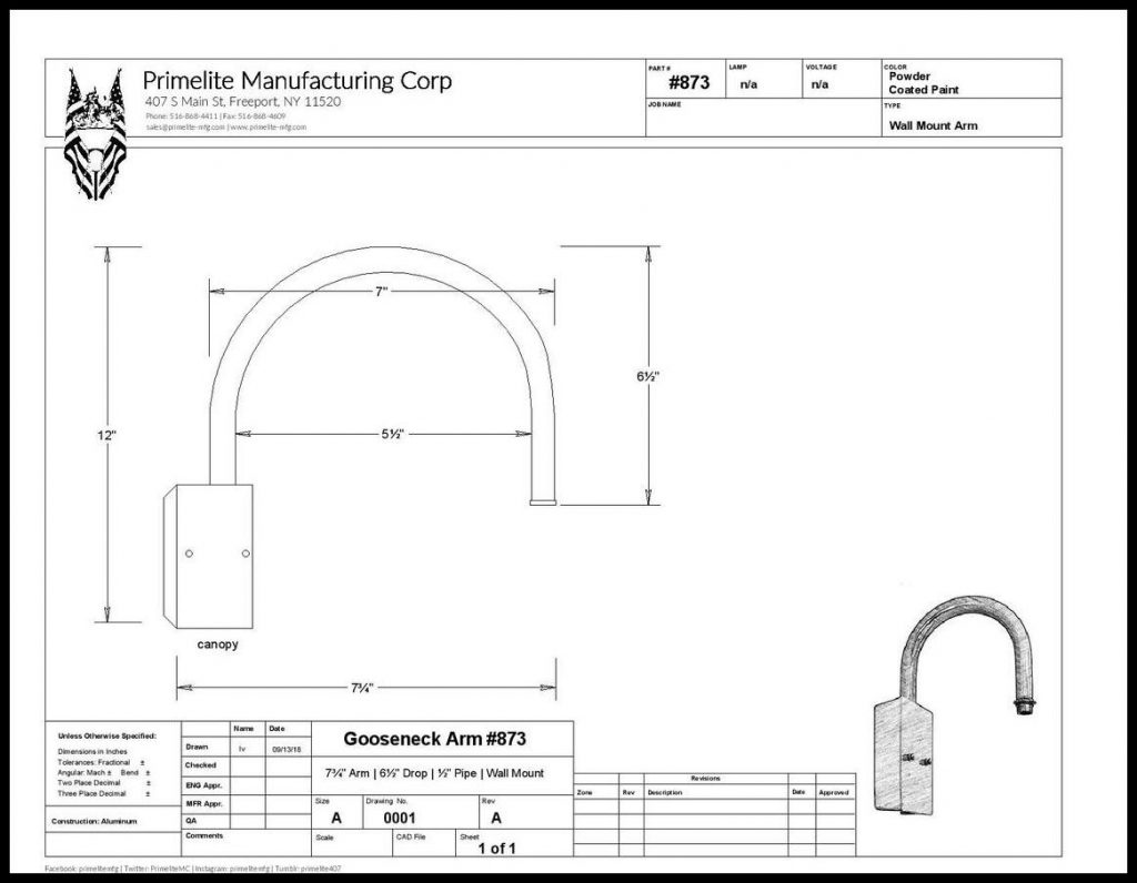 Loop Arm Wall Bracket Primelite Manufacturing
