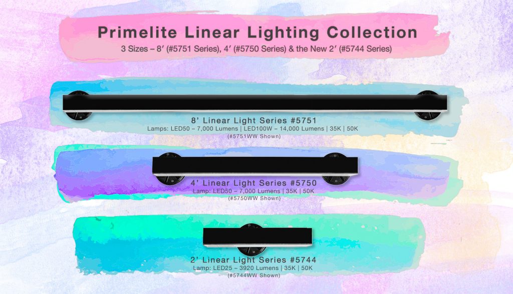 Our Linear Lighting collection is now available in 3 sizes – 8′ (#5751 Series), 4′ (#5750 Series) & the new 2′ (#5744 Series). Offering solutions our clientele have come to expect. 