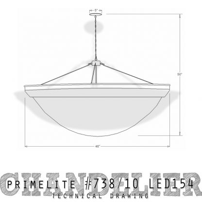 Technical Drawing Primelite Chandelier #738/10 LED154