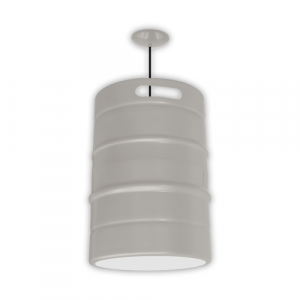 Primelite #78/16-24 Keg Lite pendant light in aluminum finish with black cord
