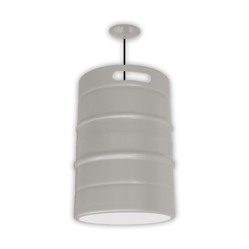 Primelite #78/16-24 Keg Lite pendant light in aluminum finish with black cord