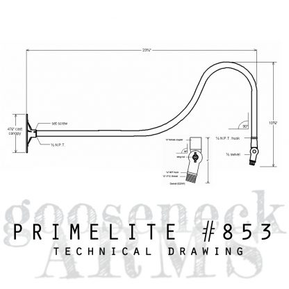 technical drawing gooseneck arm #853