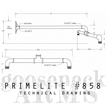 technical drawing gooseneck arm #858