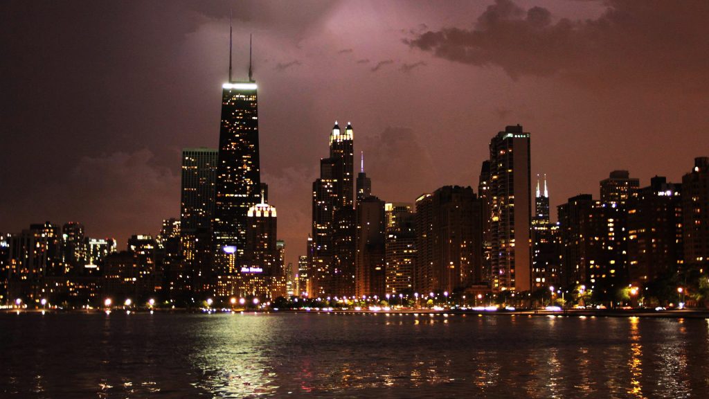 Chicago night skyline 